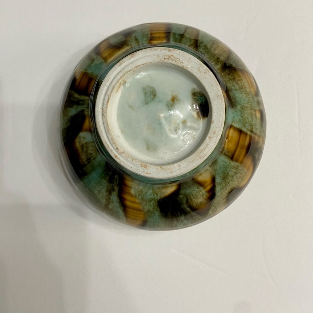 Vintage MCM HULL POTTERY 1950-60s Hand Thrown Drip Glaze Green Brown Stoneware - Picture 6 of 14